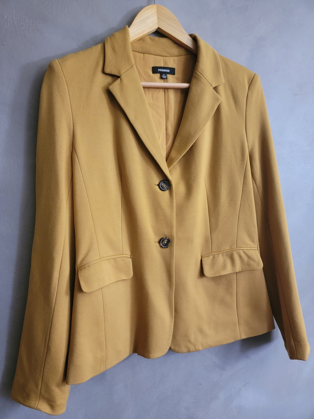 Premise Mustard Single-Breasted Blazer Size 6 - Picture 3 of 7